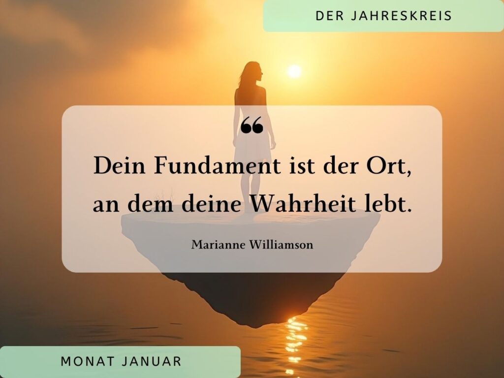 Das Beitragsbild zeigt eine Frau, die auf einer schwebenden kleinen Insel steht und in die Sonne blickt. Die Insel symbolisiert ihr Fundament und sie blickt in eine strahlende Zukunft.