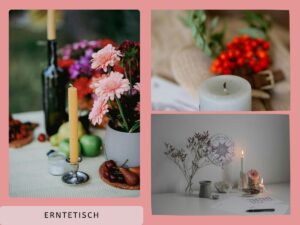 3 verschiedene Arten von Erntetischen für den Monat September im Jahreskreis - kann auch Altar für Mabon sein.